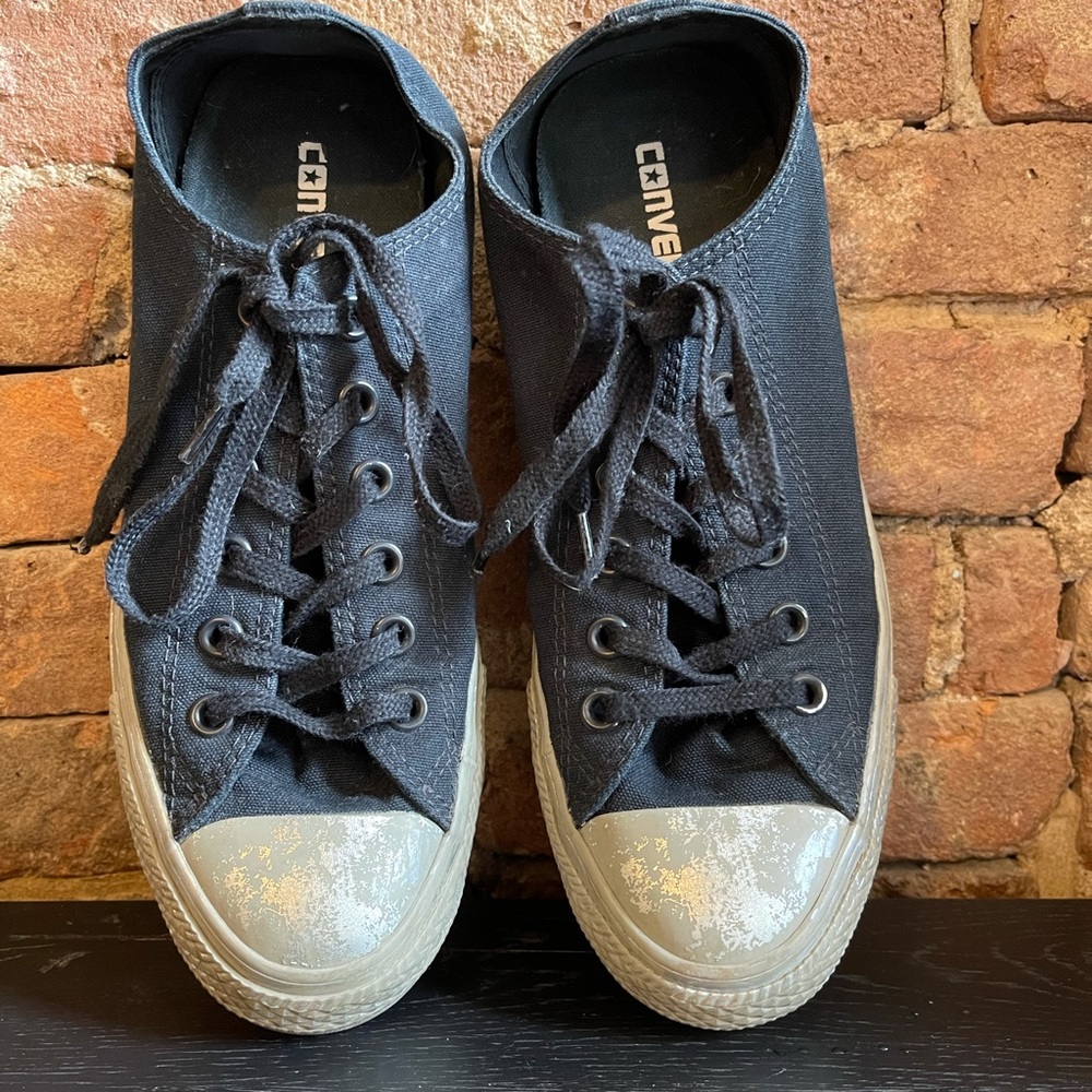 Converse Low Tops, Black with Silver Metallic